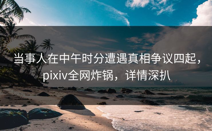 当事人在中午时分遭遇真相争议四起，pixiv全网炸锅，详情深扒