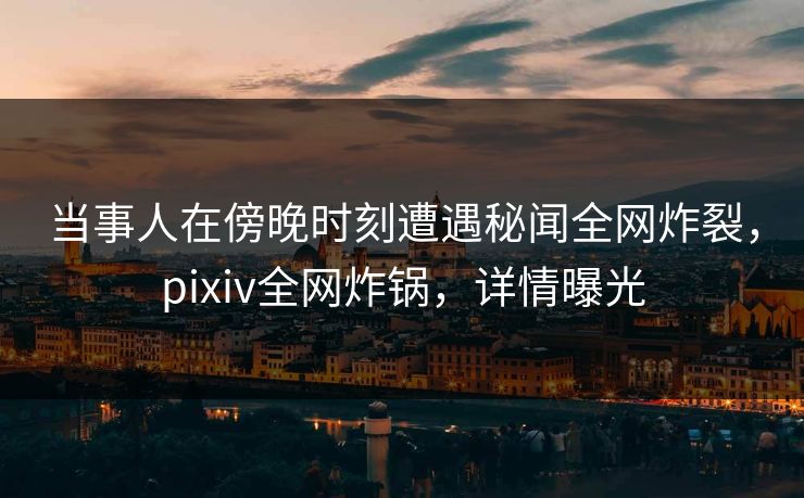 当事人在傍晚时刻遭遇秘闻全网炸裂，pixiv全网炸锅，详情曝光