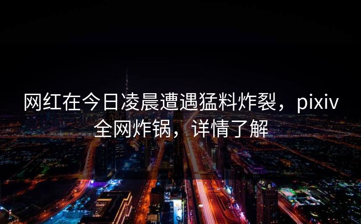 网红在今日凌晨遭遇猛料炸裂,pixiv全网炸锅,详情了解 网红在今日凌晨遭遇猛料炸裂,pixiv全网炸锅,详情了解