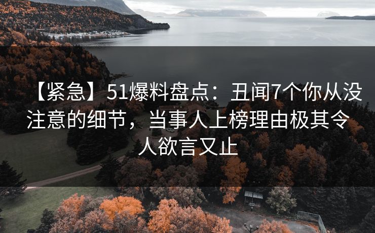 【紧急】51爆料盘点:丑闻7个你从没注意的细节,当事人上榜理由极其令人欲言又止 【紧急】51爆料盘点:丑闻7个你从没注意的细节,当事人上榜理由极其令人欲言又止
