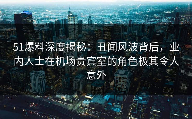 51爆料深度揭秘：丑闻风波背后，业内人士在机场贵宾室的角色极其令人意外