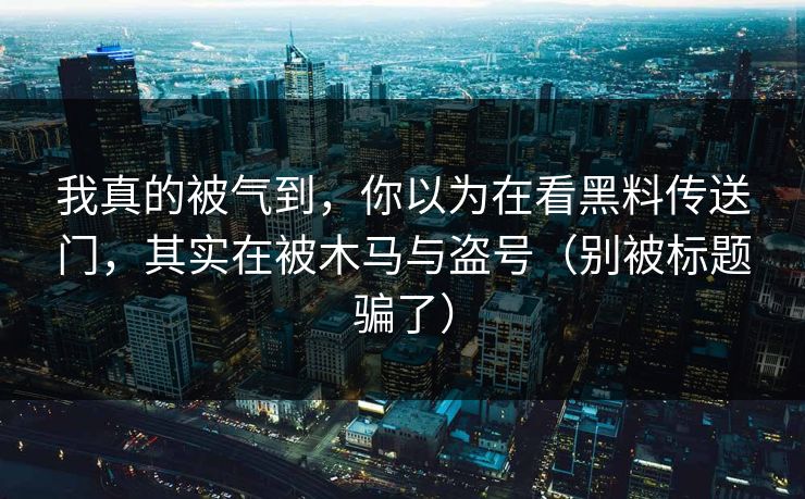 我真的被气到，你以为在看黑料传送门，其实在被木马与盗号（别被标题骗了）
